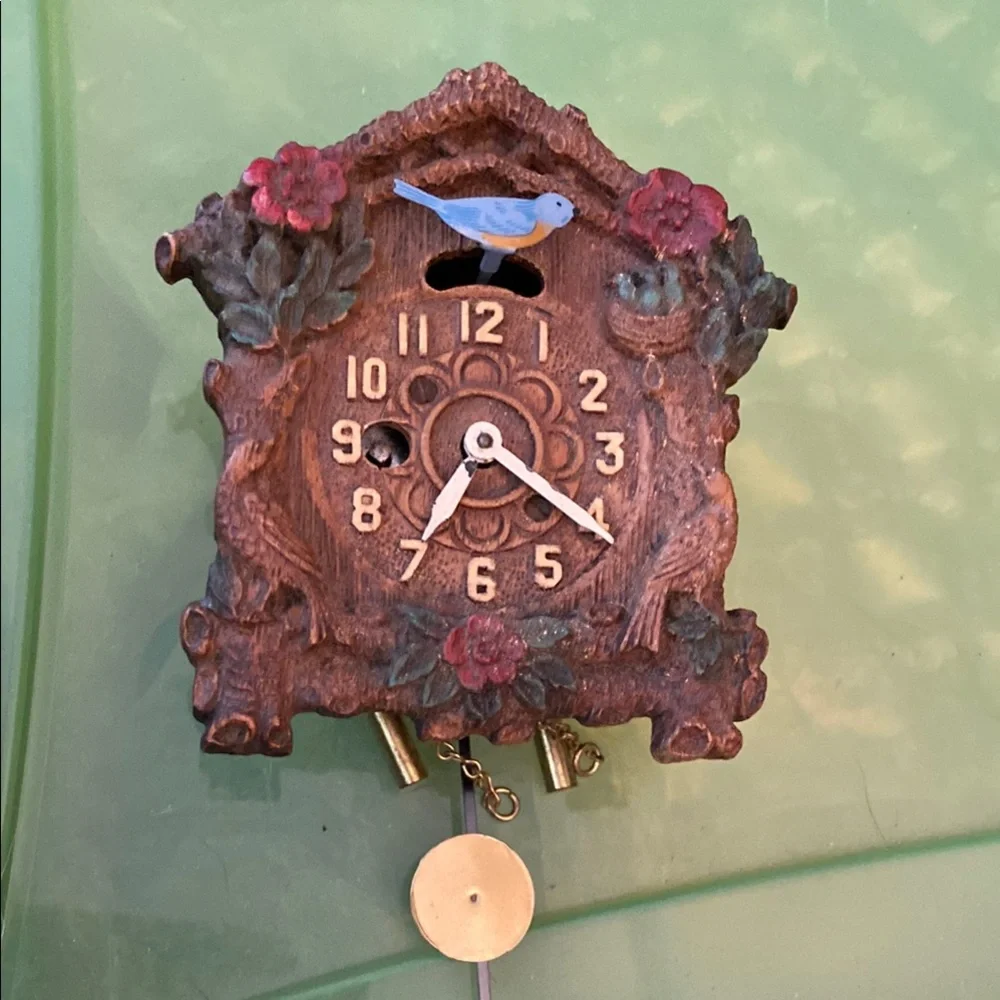 Rustic Brown Cuckoo Clock with Floral Accents by Columbia Time Product